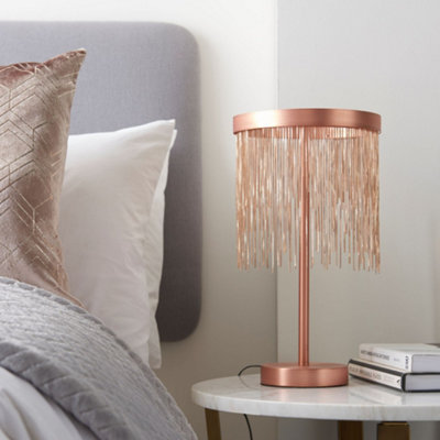 Zanita Brushed Copper with Copper Waterfall Effect Modern 1 Light Warm White LED Table Light