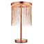 Zanita Brushed Copper with Copper Waterfall Effect Modern 1 Light Warm White LED Table Light