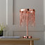 Zanita Brushed Copper with Copper Waterfall Effect Modern 1 Light Warm White LED Table Light