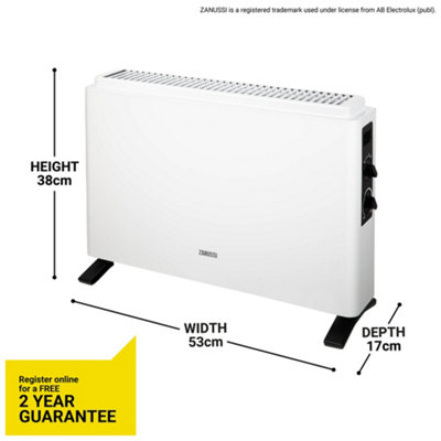 Zanussi Electric Convection Heater Convector Radiator 2000W White ZCVH4004