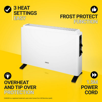 Zanussi Electric Convection Heater Convector Radiator 2000W White ZCVH4004 - 3