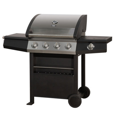 Zanussi Gas BBQ 4 Burner with Cover and Side Burner Black and Stainless Steel ZGBBQ4B01-C - 9