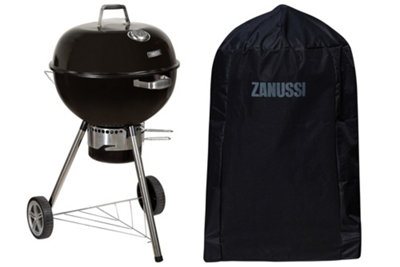 Zanussi Kettle Charcoal BBQ with Cover Premium Black Barbecue ZCKTBBQ22-C