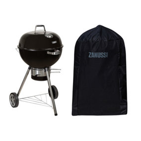 Zanussi Kettle Charcoal BBQ with Cover Premium Black Barbecue ZCKTBBQ22-C