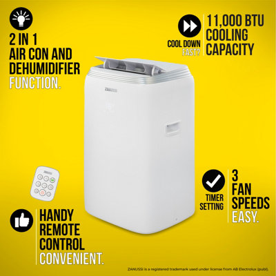 Zanussi Portable Air Conditioner & Dehumidifier 2-in-1 11000 BTU in White ZPAC11001 - 3