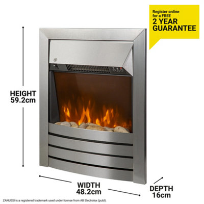ZANUSSI ZEFIST1001SS Electric Inset Fire 2KW - Stainless Steel - 3