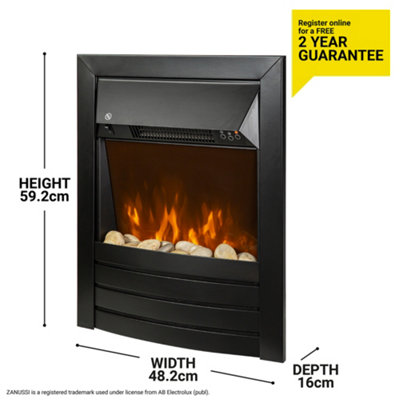 ZANUSSI ZEFIST1003B Electric Inset Fire 2KW - Black Cast Iron Effect - 3
