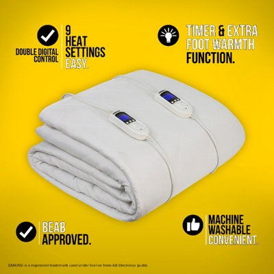 ZANUSSI ZEKB7003 Electric Mattress Protector with Fitted Skirt - King Size 150 x 200cm