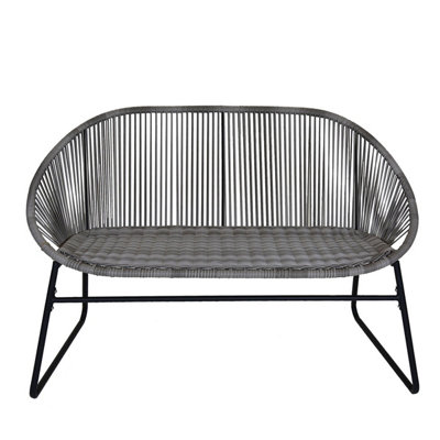 Zanzibar 2 Seater Outdoor Garden Patio Bench Grey