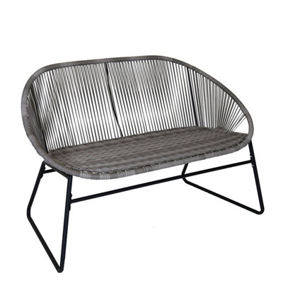 Zanzibar 2 Seater Outdoor Garden Patio Bench Grey - 3
