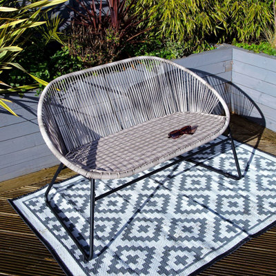 Zanzibar 2 Seater Outdoor Garden Patio Bench Grey - 4
