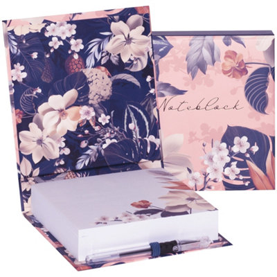 Zara Floral Note Block with Pen 270 Pages Desk Note Pad