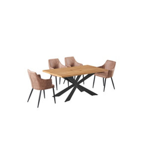 Zarah Duke Dining Set with Oak Table and 4 Cappuccino Chairs