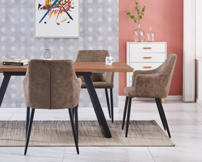 Zarah Toga Brown LUX Dining Set with 4 Light Brown Chairs