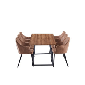 Zarah Toga Brown LUX Dining Set with 6 Cappuccino Chairs