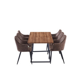 Zarah Toga Brown LUX Dining Set with 6 Dark Brown Chairs