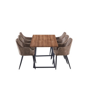 Zarah Toga Brown LUX Dining Set with 6 Light Brown Chairs