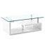 Zariah Coffee Table Clear Glass Coffee Table for Living Room Centre Table Tea Table Living Room Furniture White High Gloss Base