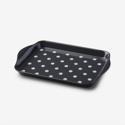 Zeal Melamine Mini Dotty Serving Tray, Dark Grey