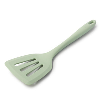 Zeal Silicone Flexible Slotted Turner, 30cm, Sage Green