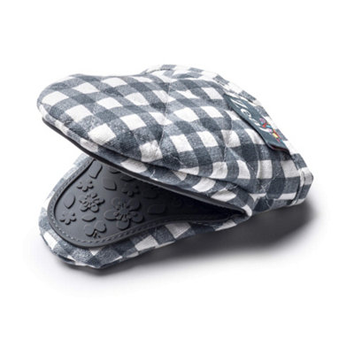 Zeal Silicone Hot Grab Mini Oven Mitt, Gingham, Dark Grey