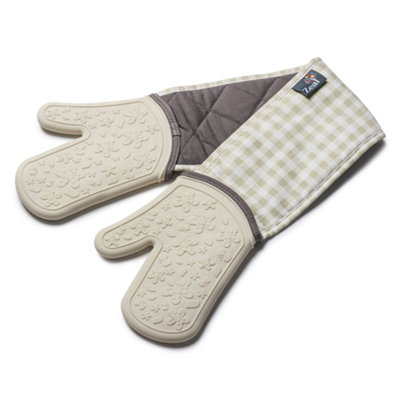 Zeal Waterproof Silicone Double Oven Gloves, Cream DIY at B&Q