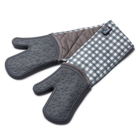 Zeal Waterproof Silicone Double Oven Gloves, Dark Grey