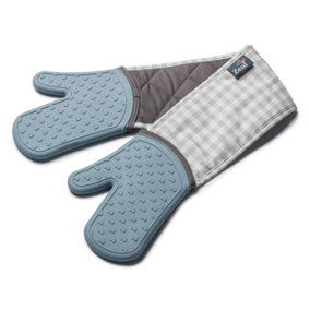 Zeal Waterproof Silicone Double Oven Gloves, Duck Egg Blue