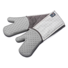 Zeal Waterproof Silicone Double Oven Gloves, French Grey