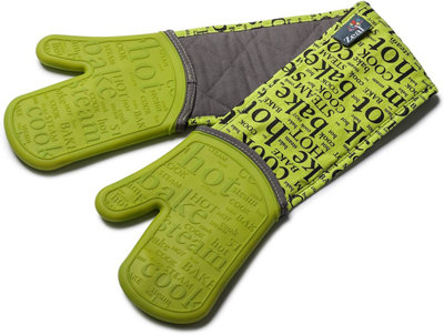 Zeal Guanti Da Forno In Silicone Doppi, Resistenti Al Calore 250°C – Verde Salvia, 26x19x26 Cm, Antiscivolo E Lavabili - 2