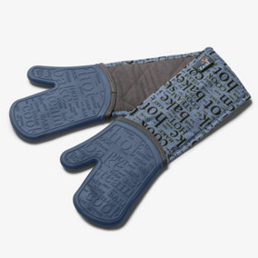 Zeal Waterproof Silicone Double Oven Gloves, Provence Blue
