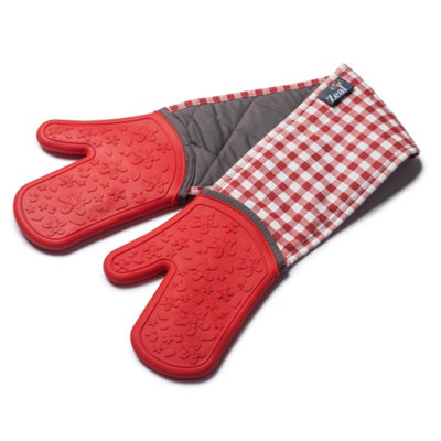 Zeal Waterproof Silicone Double Oven Gloves, Red