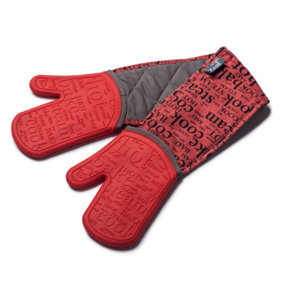 Zeal Waterproof Silicone Double Oven Gloves, Red