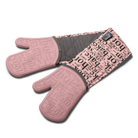 Zeal Waterproof Silicone Double Oven Gloves, Rose Pink
