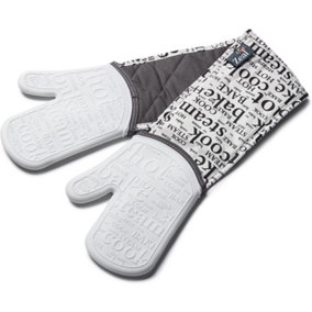 Zeal Waterproof Silicone Double Oven Gloves, White
