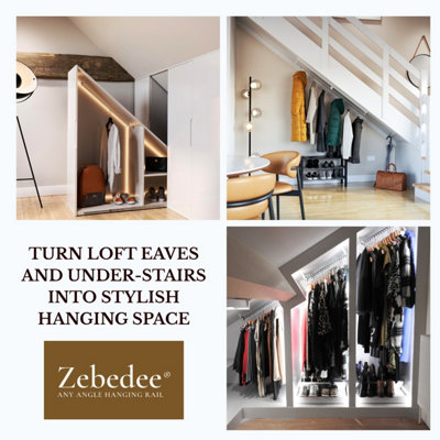 Zebedee Any Angle Sloping Clothes Rail for Angled Wardrobes, Loft ...