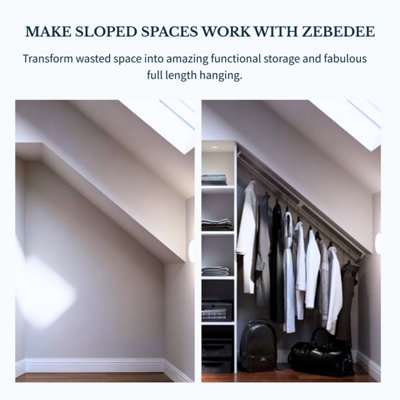 Zebedee Any Angle Sloping Clothes Rail for Angled Wardrobes, Loft ...