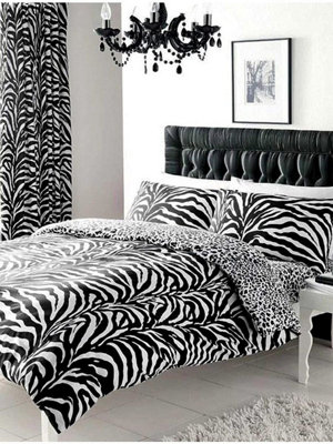 Zebra and Leopard Print Double Reversible Duvet Cover Set