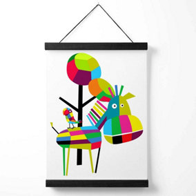 Zebra Bright Geometric Animal Medium Poster with Black Hanger