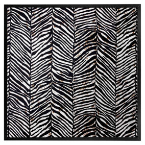 Zebra grunge print (Picutre Frame) / 24x24" / Black