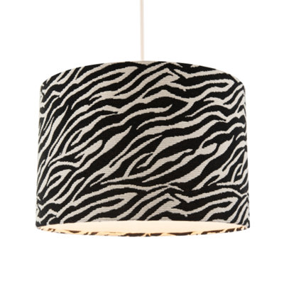 Zebra Themed Lamp Shade in Textured Jacquard Fabric with Cotton Lining