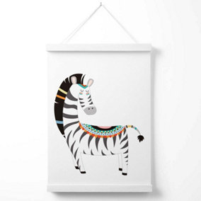 Zebra Tribal Animal Poster with Hanger / 33cm / White