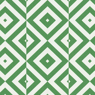 Zed Decor Green and White Stripes Geometric Squares Bedroom, Living Room, Feature Wall Wallpaper 373312