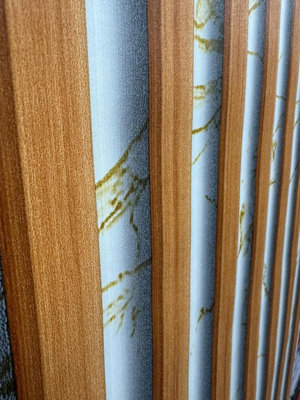 ZED Decor Heavyweight Wood Slats Panel - Marble Venetian 3D Luxury Wallpaper Oak Gold Marble