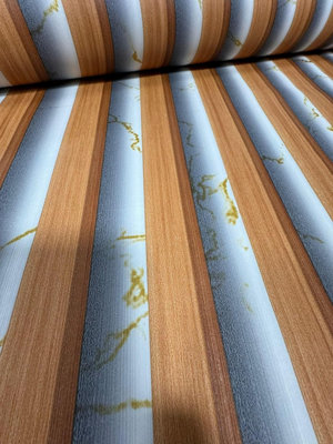 ZED Decor Heavyweight Wood Slats Panel - Marble Venetian 3D Luxury Wallpaper Oak Gold Marble