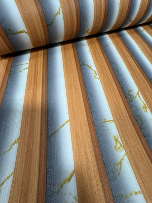 ZED Decor Heavyweight Wood Slats Panel - Marble Venetian 3D Luxury Wallpaper Oak Gold Marble
