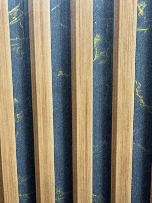 Zed Decor Heavyweight Wood Slats Panel Marble Venetian -3D Vinyl Luxury Wallpaper Natural Slat Gold Marble