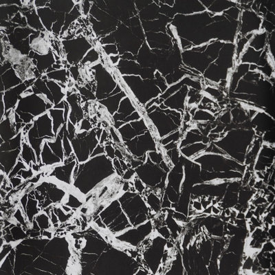 Zed Decor Marble Sticky Back Plastic Granite Self Adhesive Vinyl Wallpaper 45cm x 300cm Black White Marble M2282