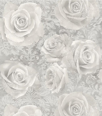 Zed Decor Soft Grey Roses Wallpaper - Chic, Modern, Beautiful Artistic ...