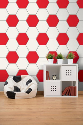 Zed Decor United/Arsenal/Liverpool Any Red Team Football Themed Wallpaper Kids Bedroom Football Fan RED Wallpaper